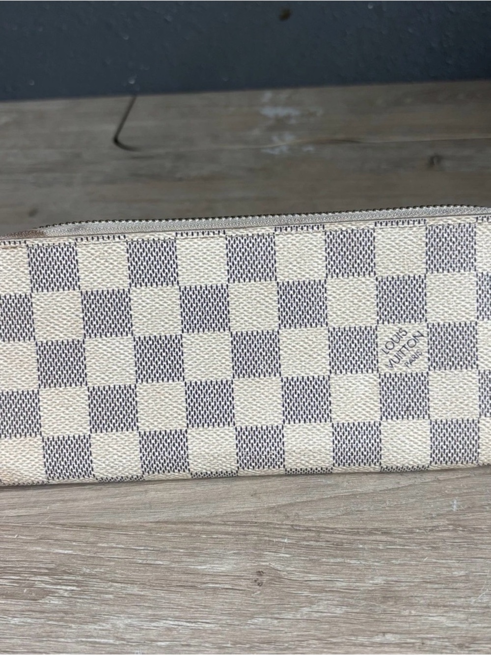 Louis Vuitton Damier Azur Zippy Zip Around Long Wallet White Pink Inner